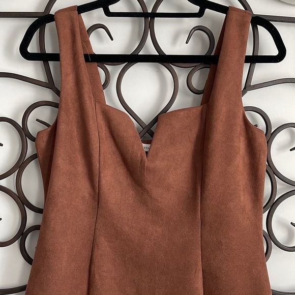 BAILEY BLUE THREE SISTERS LA MICROSUEDE MINI DRESS BROWN SIZE LARGE - Picture 2 of 7